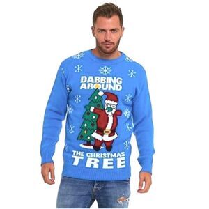 Dabbing Around the Christmas Tree Funny Ugly Holiday Christmas Mens Size SM Med